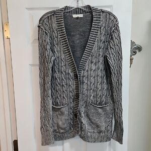 Gilded Intent Charcoal Cable Knit Cardigan